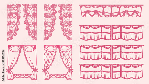 Repeating patterns of pink lace trim and decorative border elements