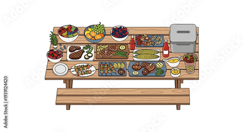 Table Setting with Various Food Items Displayed.