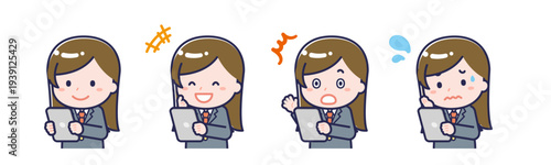 タブレットを使う「学生」の女性