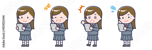 タブレットを使う「学生」の女性