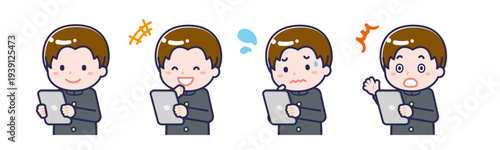 タブレットを使う「学生」の男性