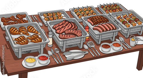 Assorted Breakfast Foods in Serving Dishes.