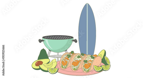 Kitchen Utensils and Fresh Avocados Display.