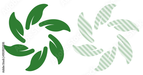 Green leaves and hands forming a circular emblem representing growth and care