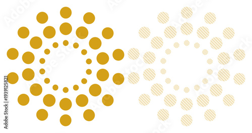 Abstract golden and white circular pattern with radiating dots, representing growth and connection