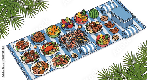 Variety of Dishes on Buffet Table.