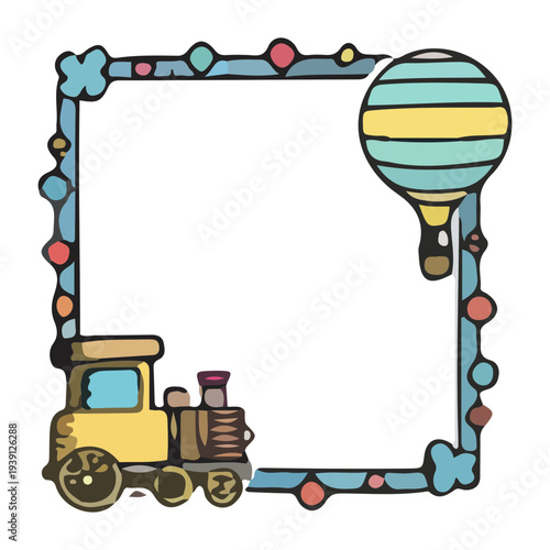 Cute Train and Balloon Frame
