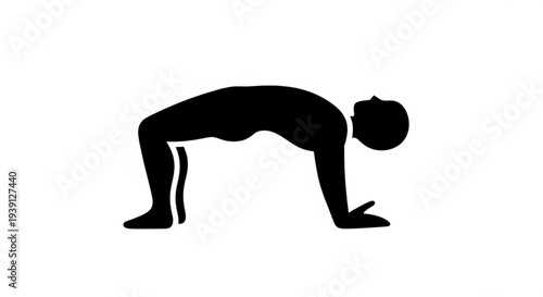 A person performing a downward dog yoga pose in a serene environment from a side viewpoint
