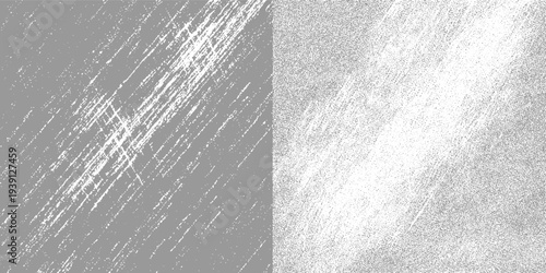 Split gray background with white diagonal scratches and textured dots pattern