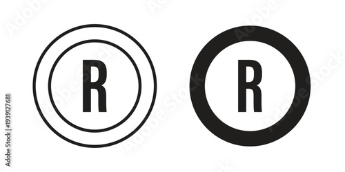 Registered icon symbol set. Icon design vectors