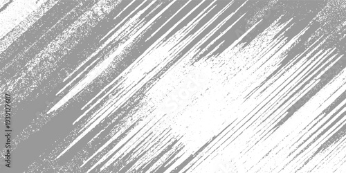 Abstract grey and white diagonal brush stroke texture with speckled grunge effect