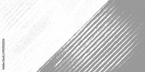 Abstract diagonal textured stripes and scattered dots in white and grey background pattern