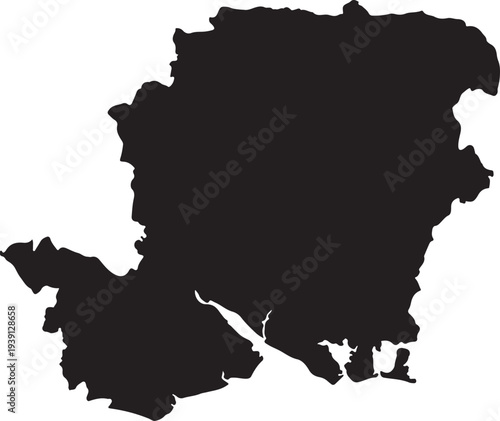 Print Black silhouette map of Ukraine on white background
