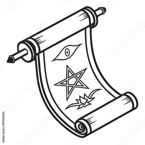 Cursed Magic Scroll Rolled Shape  Simple Black Fla SVG Vector Illustration