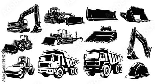 Heavy Construction Machinery and Equipment Icons