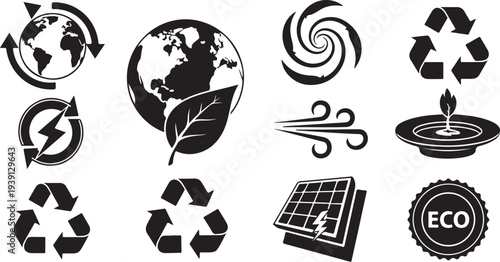 Eco Friendly Symbols and Icons for Sustainable Living Concepts