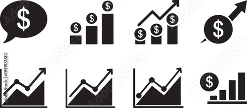 Set of 8 finance icons vector