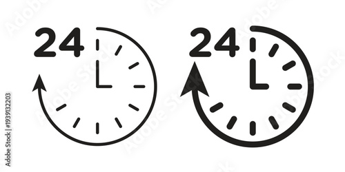 Time twenty four icon symbol set. Icon design vectors