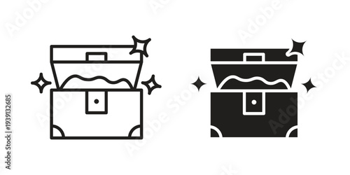 Treasure chest icon symbol set. Icon design vectors