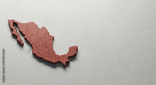 3D Map of Mexico States on Textured Wall Background