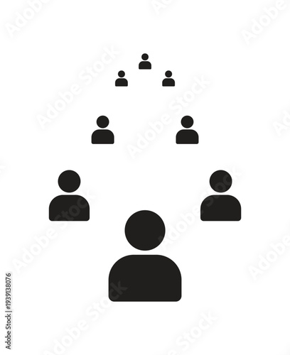 people network connection, team collaboration icon, social network symbol, community group illustration, business team hierarchy, connected people group, human resources icon, leadership symbol.