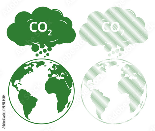 Earth's CO2 emissions contrasted, showing pollution vs. clean air concept.