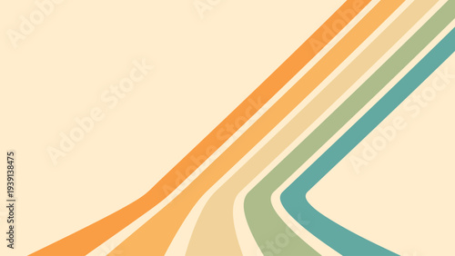 Abstract background of rainbow groovy Wavy Line design in 1970s Hippie Retro style. Vector pattern ready to use for cloth, textile, wrap and other.