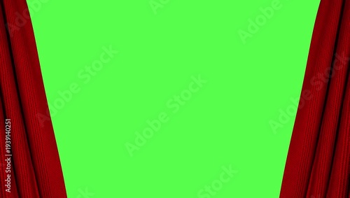stage curtains opening on a green screen