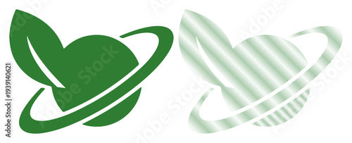Green leaf and planet logo symbolizing eco-friendly growth and sustainability