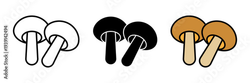 A modern mushroom icon in colored, filled, and stroke vector style. Represents nature, forest plants, edible fungi, and organic food. Ideal for cooking apps, nature illustrations, gardening designs.
