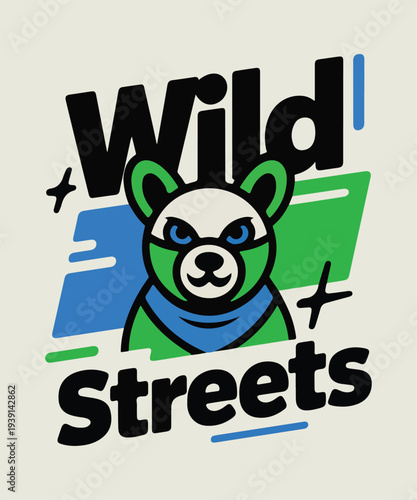 Wild Streets raccoon character logo illustration vector