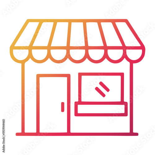 Simple vector illustration of a storefront with awning and signage from a front viewpoint