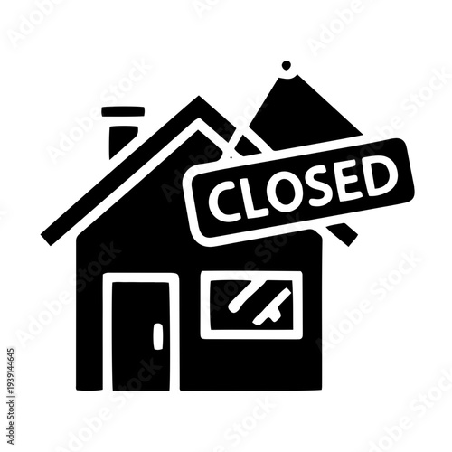 Closed sign on a house indicating inaccessibility from a front viewpoint