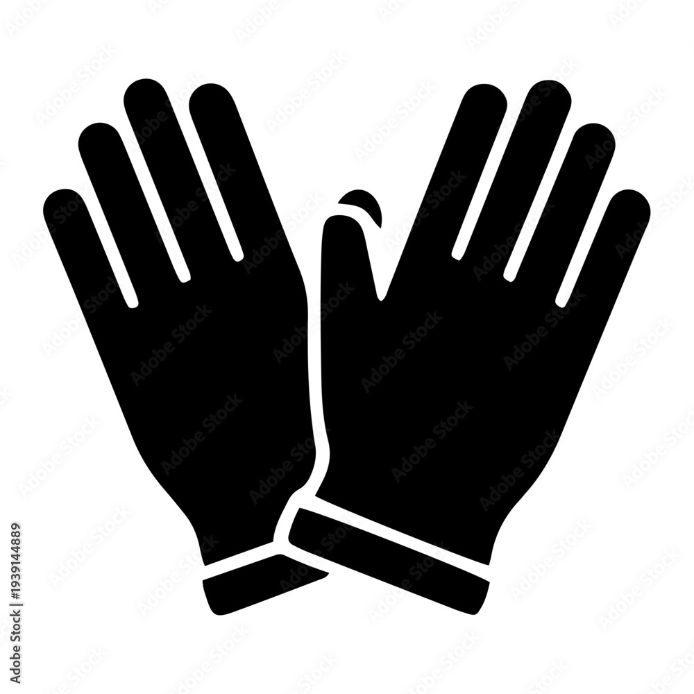 Obraz premium Pair of black gloves illustration on a neutral background from a straightforward viewpoint