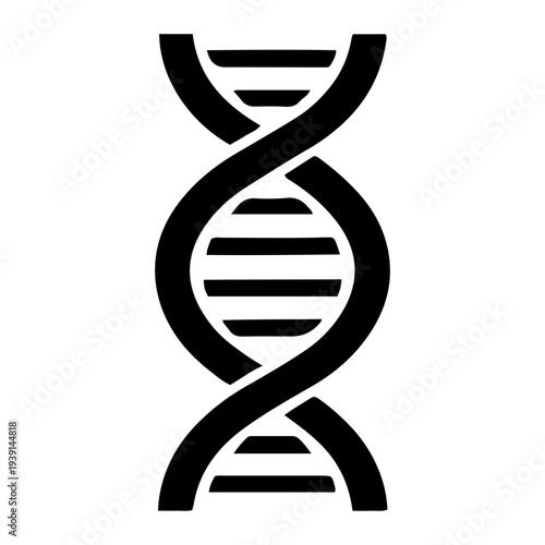 Illustration of a DNA double helix structure viewed from the side, symbolizing genetic code and molecular biology