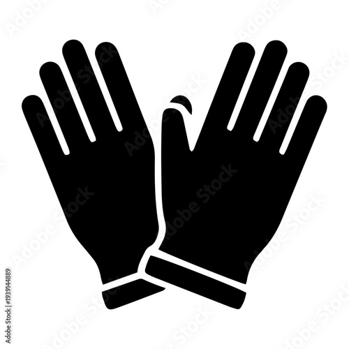 Pair of black gloves illustration on a neutral background from a straightforward viewpoint