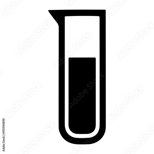 Laboratory Test Tube with Liquid, Isolated on White Background, Simple Illustration