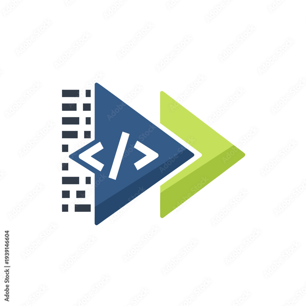 Fototapeta premium Programming code symbol with progress bar and arrows icon