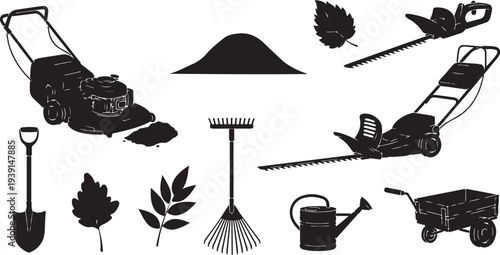Gardening tools and equipment for yard work and maintenance