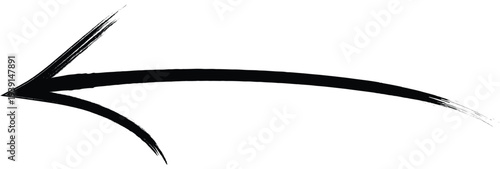 Hand-Drawn Left Arrow Doodle with Bold Brush Stroke on White Background