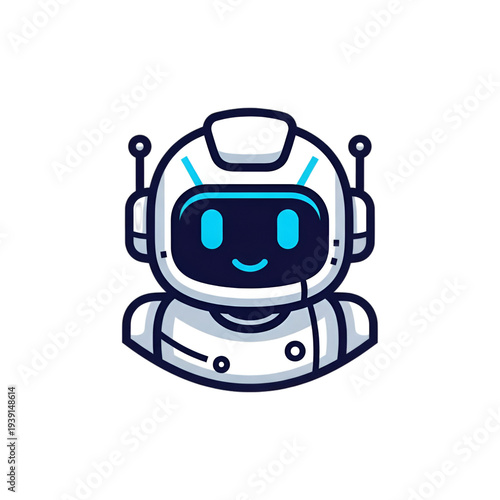 Wallpaper Mural Friendly blue robot cartoon character icon representing artificial intelligence technology concept with cute digital assistant mascot for apps games and tech branding Torontodigital.ca