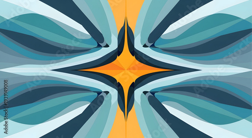 Vibrant Abstract Symmetry Embodying Fluid Waves and a Luminous Central Starburst of Warm Energy