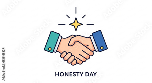Handshake with star symbolizing honesty and trust on honesty day