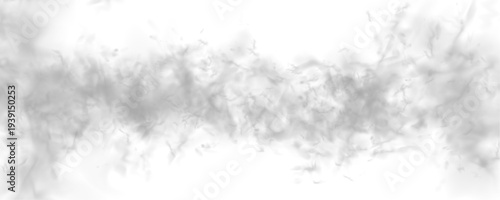 Mist flows across cloud, fog shapes in vapor air. Grey smoke curls slowly with smoky texture, rising steam. Storm, thunder and fire burning flame create realistic atmospheric phenomena. PNG vector.