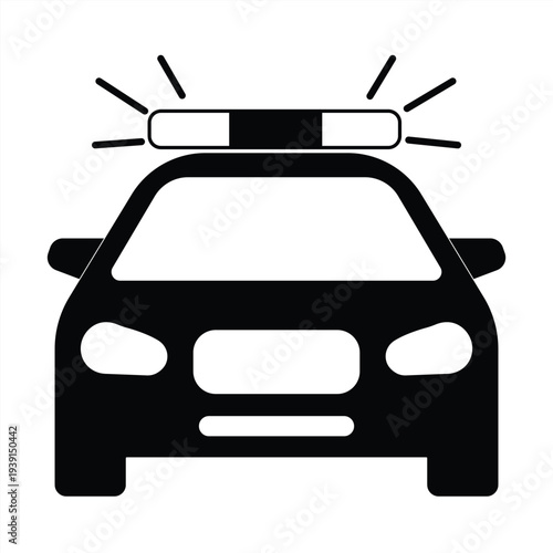 Police car icon, isolated icon on white background. Vector illustration