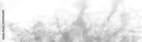 Mist flows across cloud, fog shapes in vapor air. Grey smoke curls slowly with smoky texture, rising steam. Storm, thunder and fire burning flame create realistic atmospheric phenomena. PNG vector.