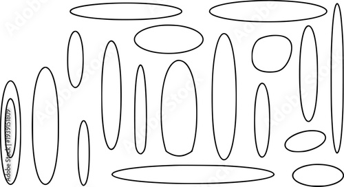 Abstract Black Oval Shapes Scattered Irregularly a White Background