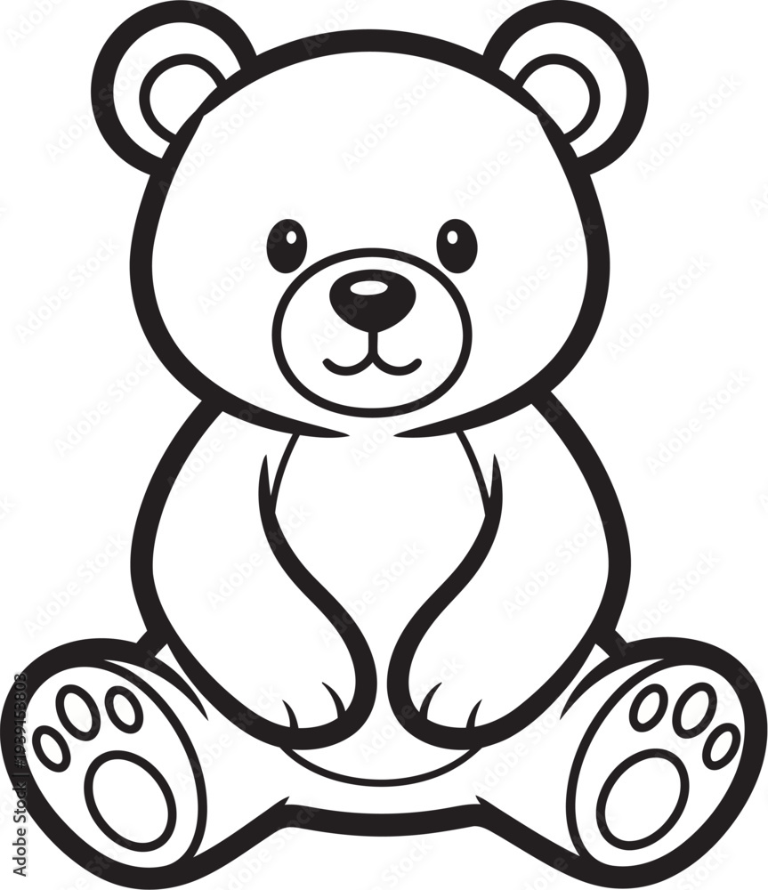 Obraz premium Cute Cartoon Teddy Bear Sitting Alone