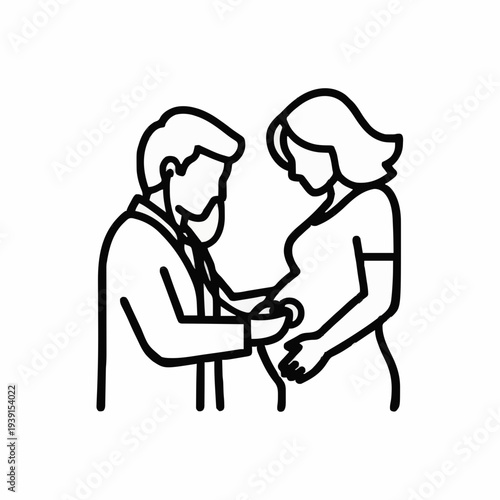 An obstetrician listens to a baby's heartbeat icon