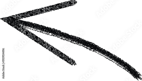 Hand-Drawn Black Arrow Doodle with Bold Brush Stroke on White Background